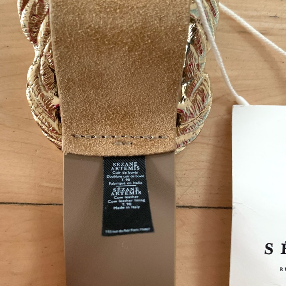 Sezane Artemis Tan Suede Women's Belt with Gold Decorative Buckle - Picture 10 of 12